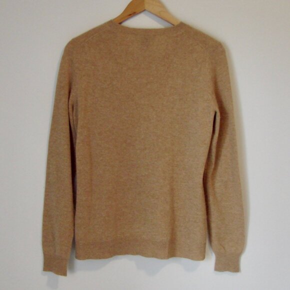 Cashmere Tan Beige Crewneck Sweater Lord & Taylor Ribbed Long Sleeve Medium - Picture 7 of 9